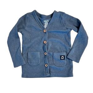 RAGS‎ Blue Gray (steel Blue) Ribbed Knit V-neck Cardigan 3-6 months